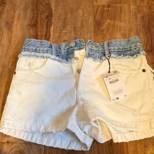 Zara Blue and White Jean Shorts